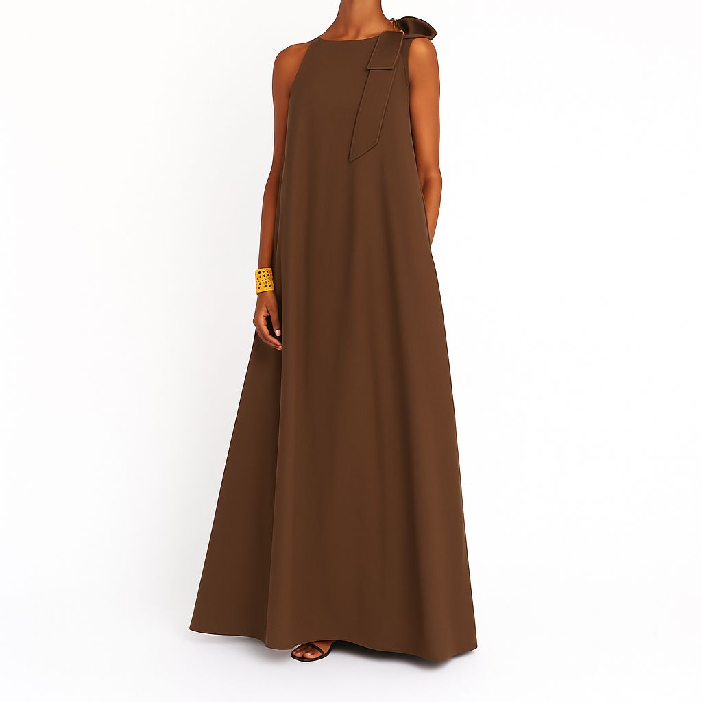 Fiorena - Robe maxi avec nœud à l'épaule