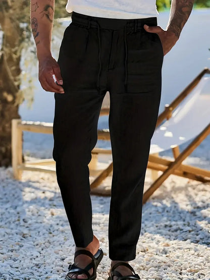 Avenor - Pantalon en lin large avec cordon de serrage