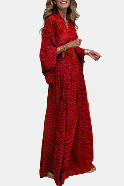 Avenna - Robe maxi à décolleté en V géométrique