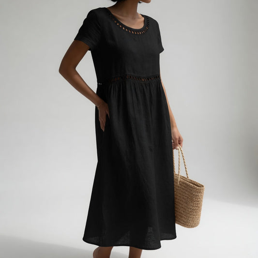 Margery - Robe midi en lin brodée