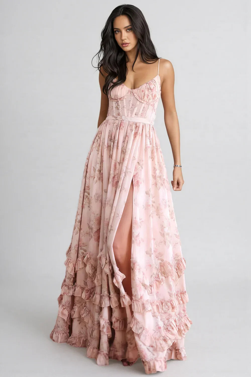 Lunara - Robe Boho à volants avec fente