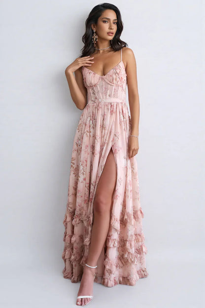 Lunara - Robe Boho à volants avec fente