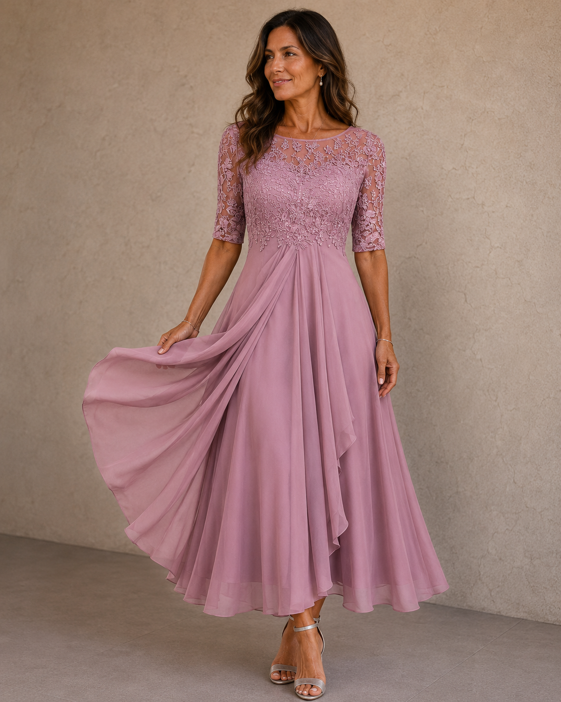 Annmarie - Robe de soirée avec dentelle et chiffon