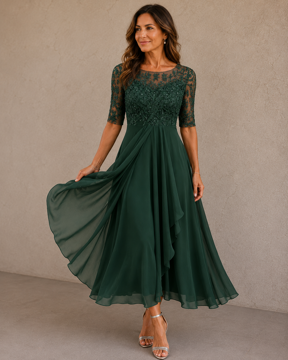 Annmarie - Robe de soirée avec dentelle et chiffon