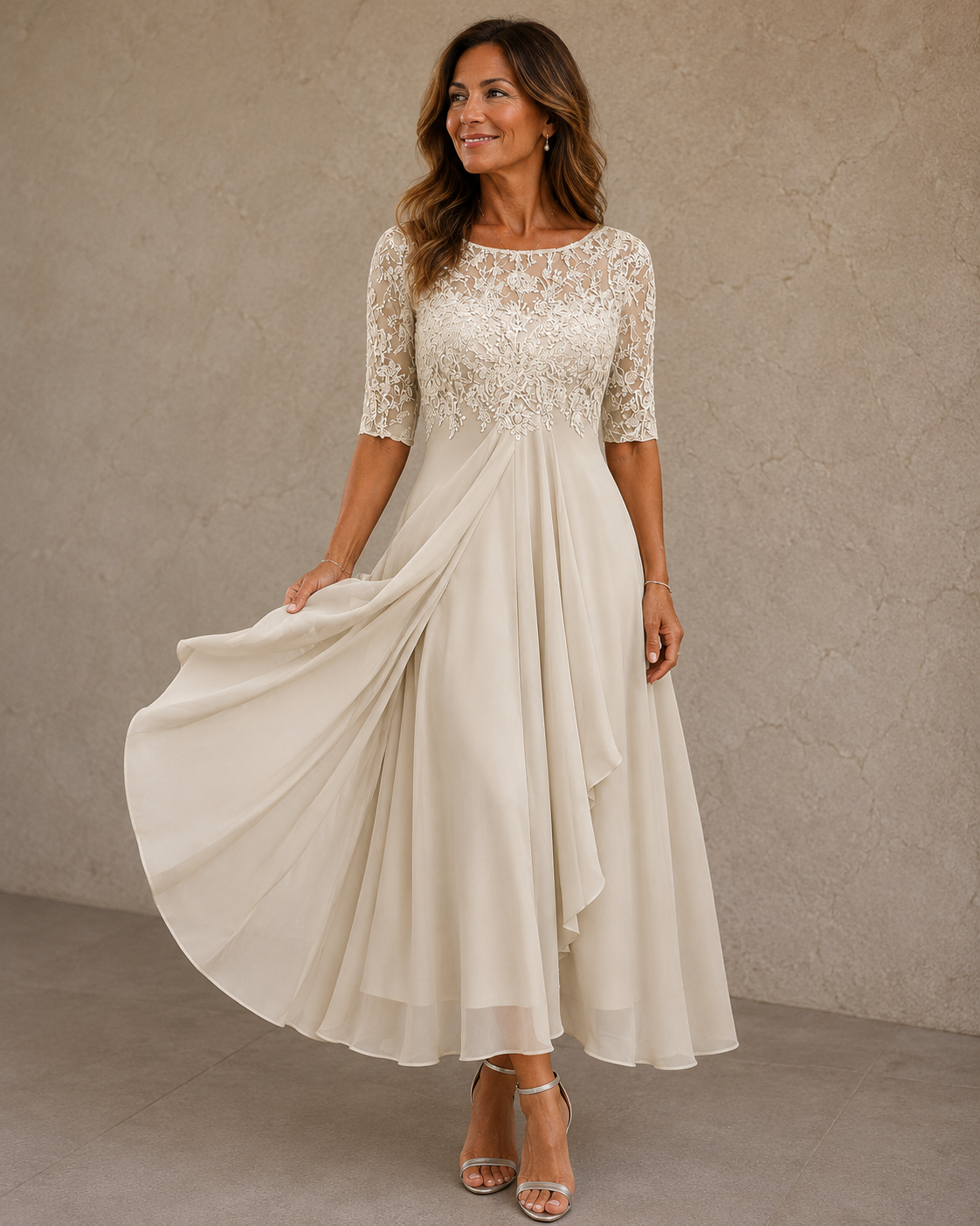 Annmarie - Robe de soirée avec dentelle et chiffon