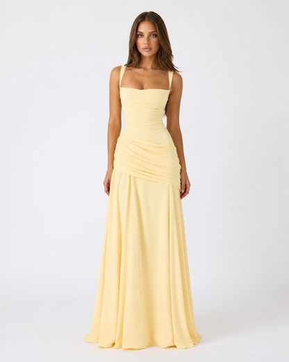 Lenara - Robe maxi drapée avec dos lacé