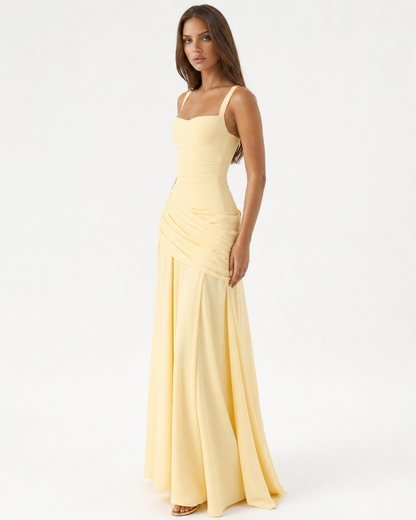 Lenara - Robe maxi drapée avec dos lacé