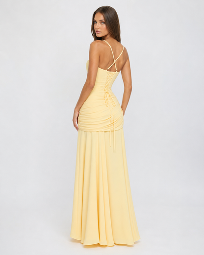 Lenara - Robe maxi drapée avec dos lacé