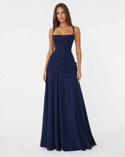 Lenara - Robe maxi drapée avec dos lacé