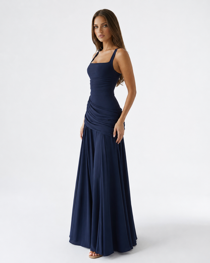 Lenara - Robe maxi drapée avec dos lacé