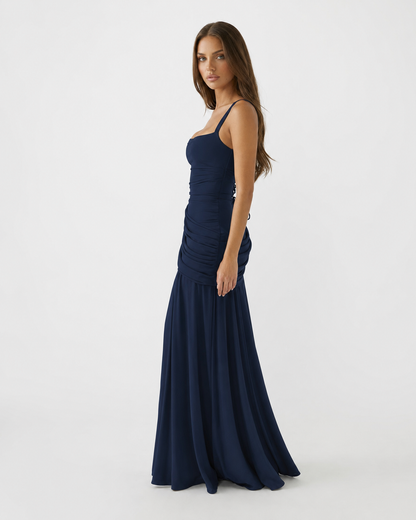Lenara - Robe maxi drapée avec dos lacé