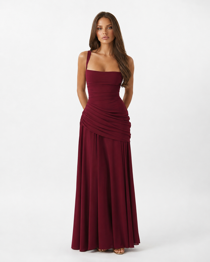 Lenara - Robe maxi drapée avec dos lacé