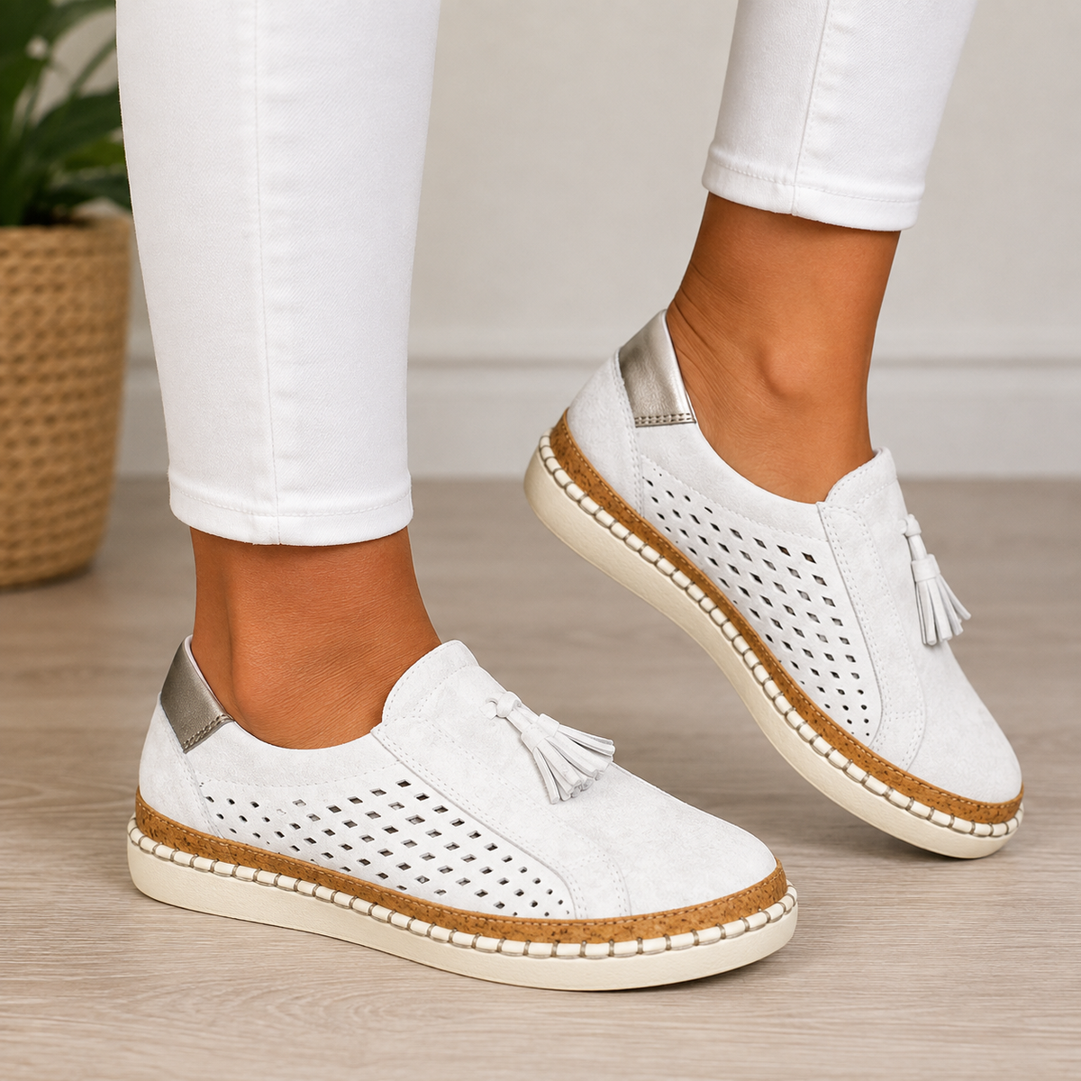 Christine - Mocassins en daim perforé
