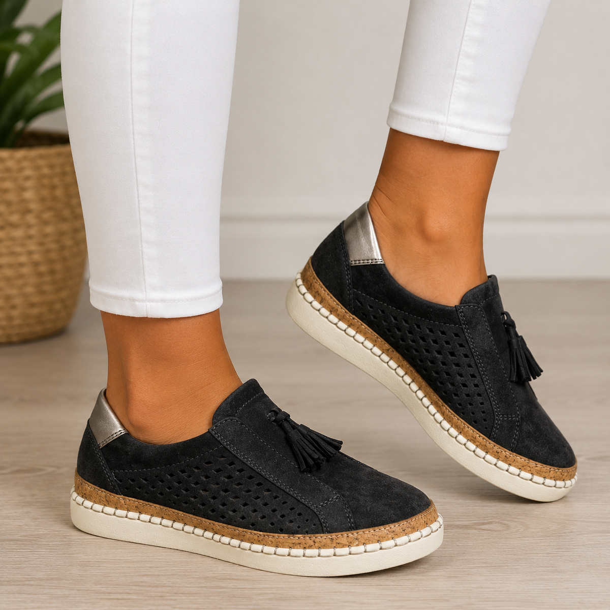 Christine - Mocassins en daim perforé
