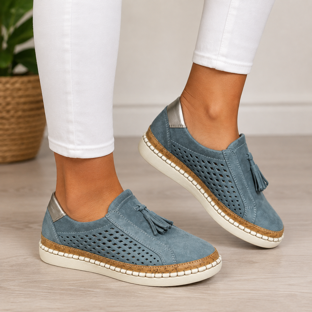 Christine - Mocassins en daim perforé