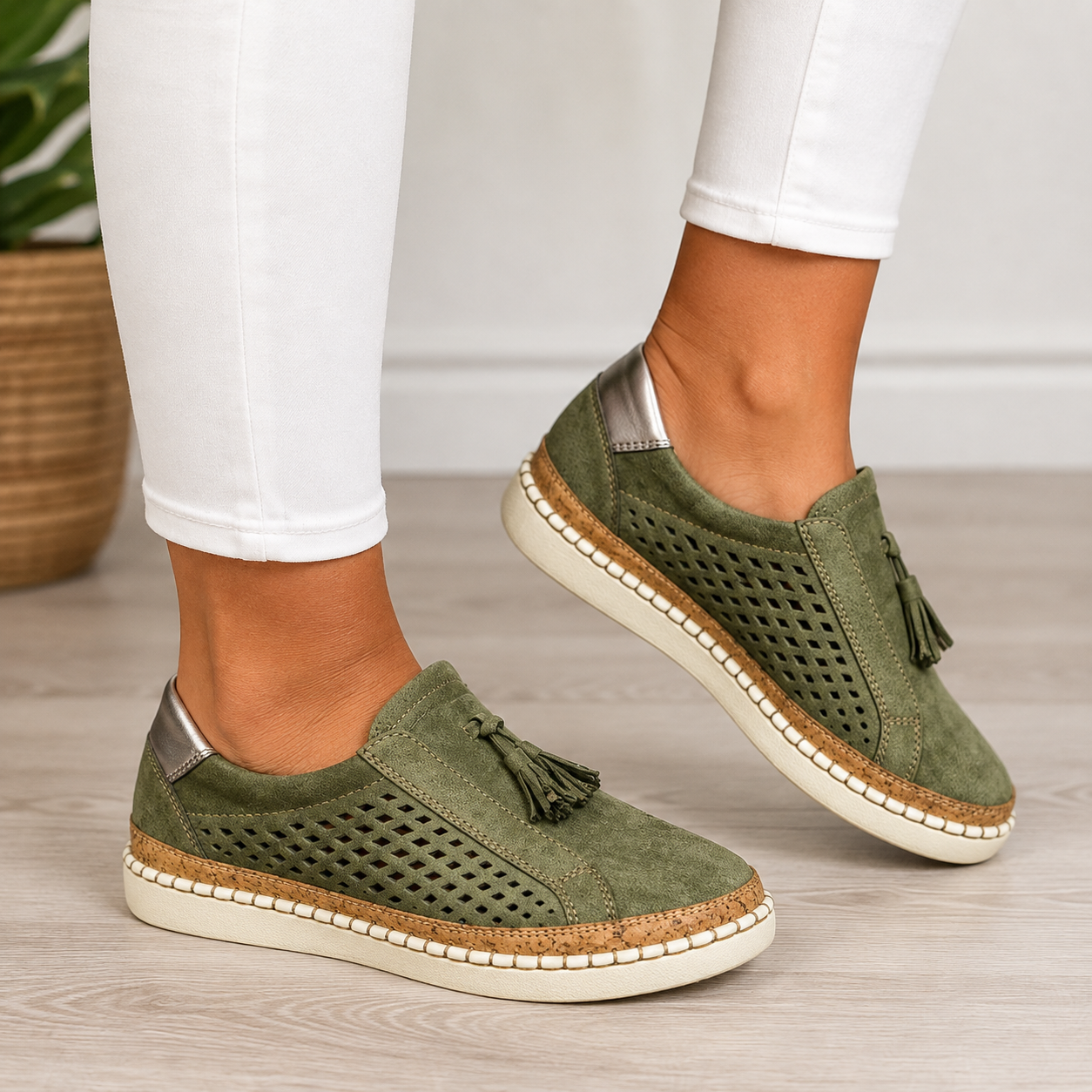 Christine - Mocassins en daim perforé