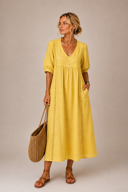 Auria - Robe midi à décolleté en V