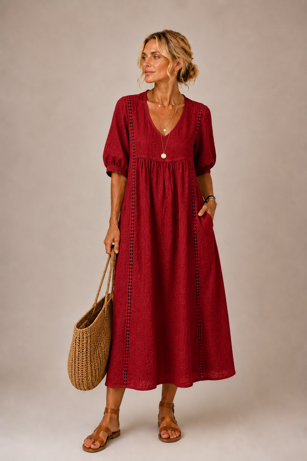 Auria - Robe midi à décolleté en V