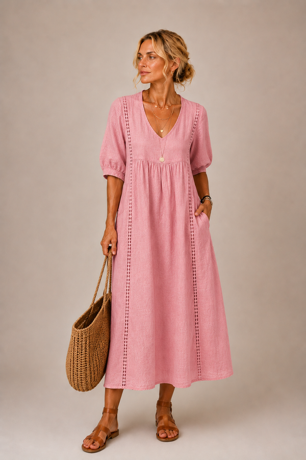 Auria - Robe midi à décolleté en V