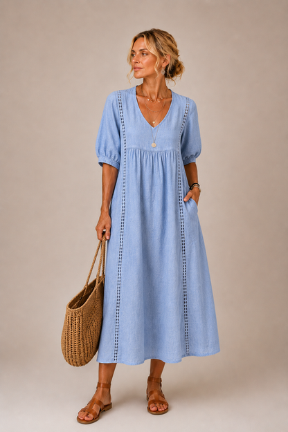 Auria - Robe midi à décolleté en V