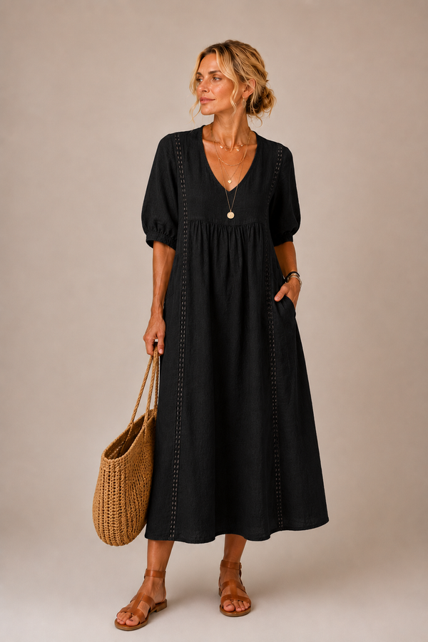 Auria - Robe midi à décolleté en V