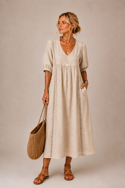 Auria - Robe midi à décolleté en V