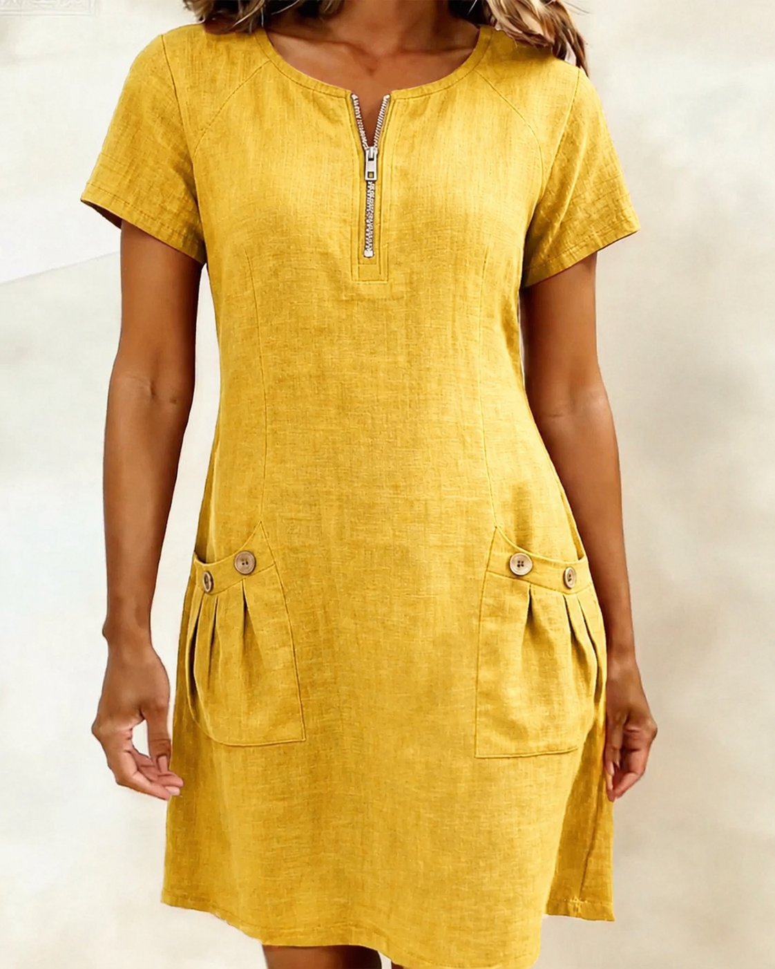 Lina - Robe A-ligne en coton-lin