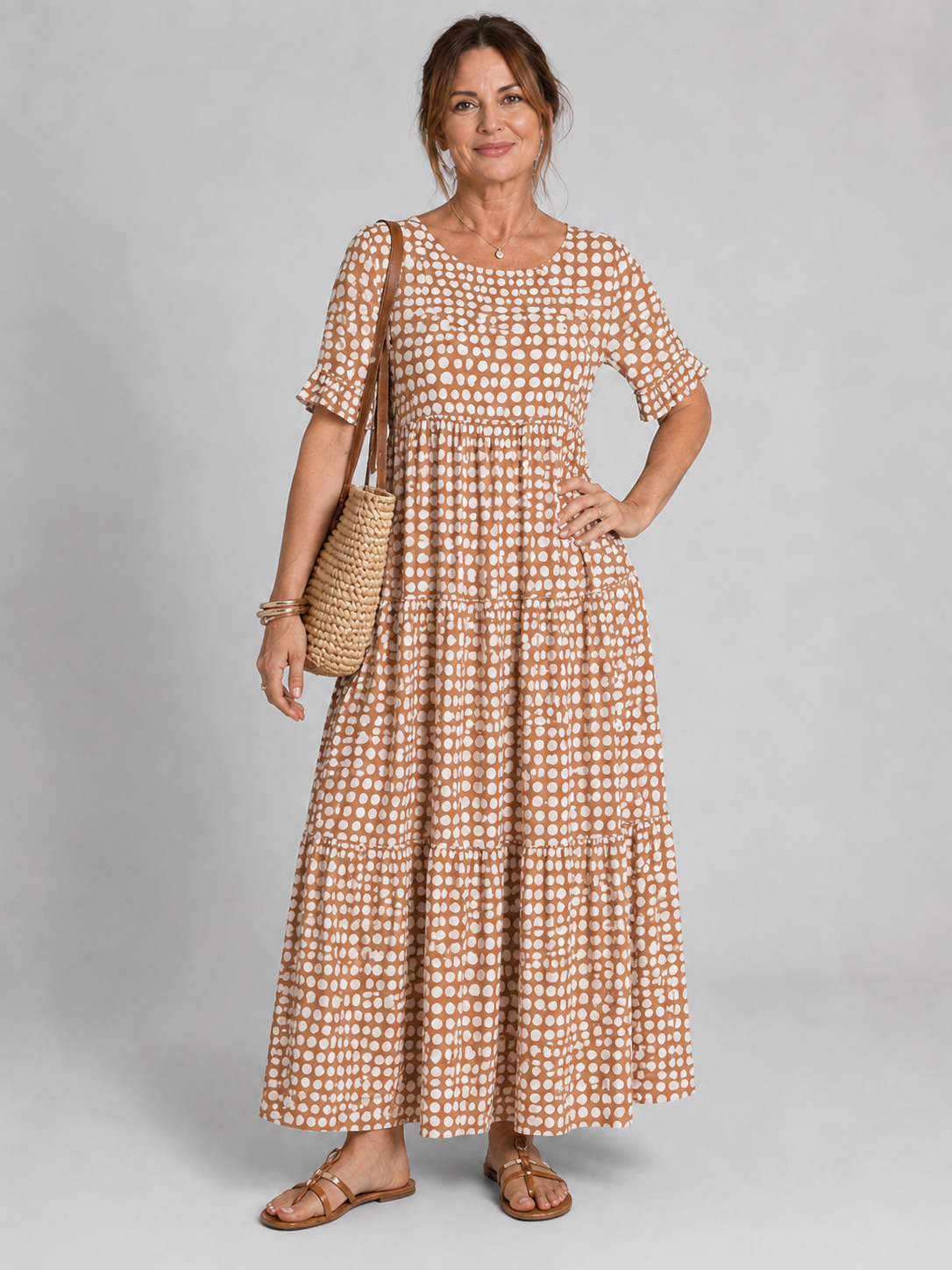 Ramona - Robe midi à manches courtes
