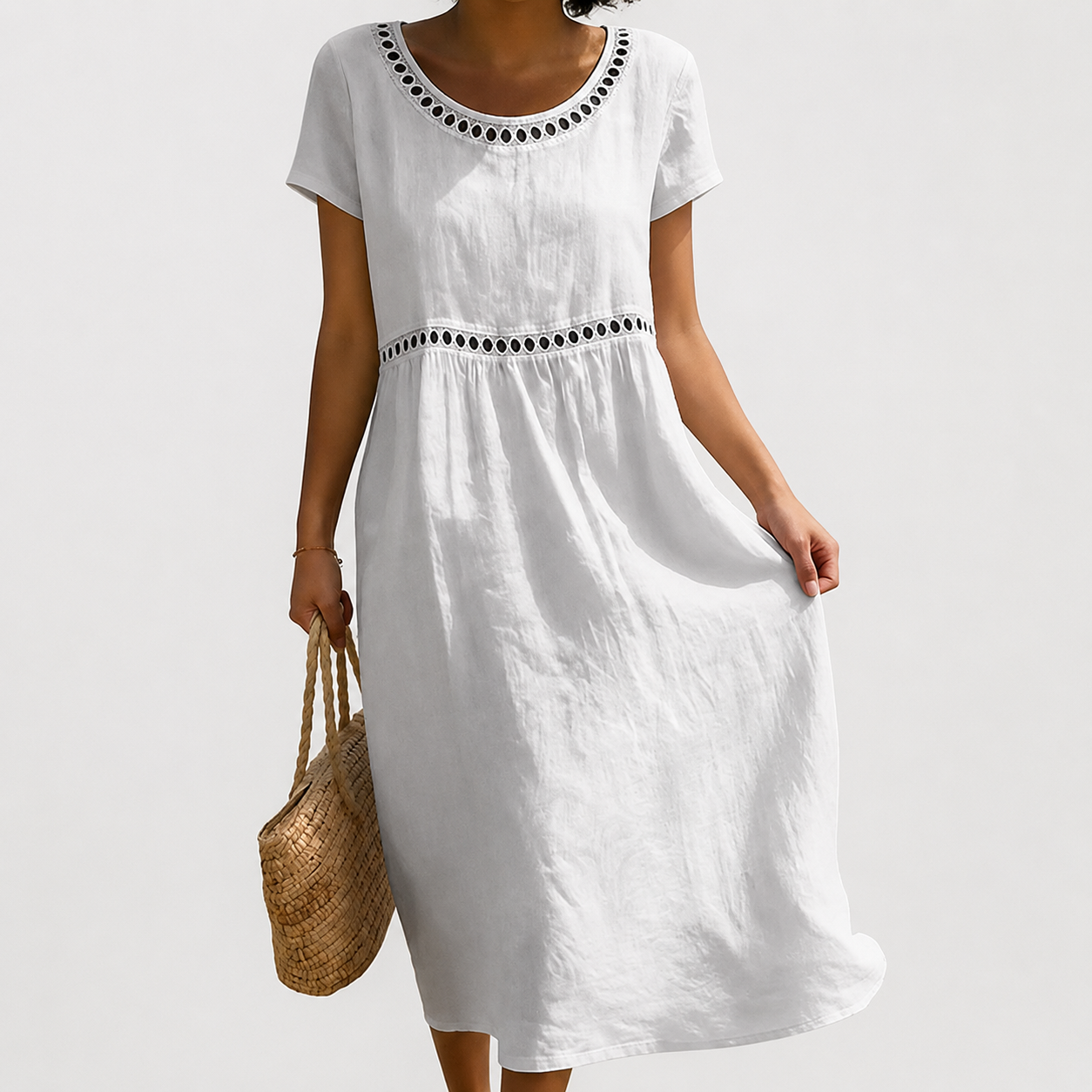 Margery - Robe midi en lin brodée