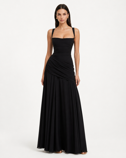 Lenara - Robe maxi drapée avec dos lacé