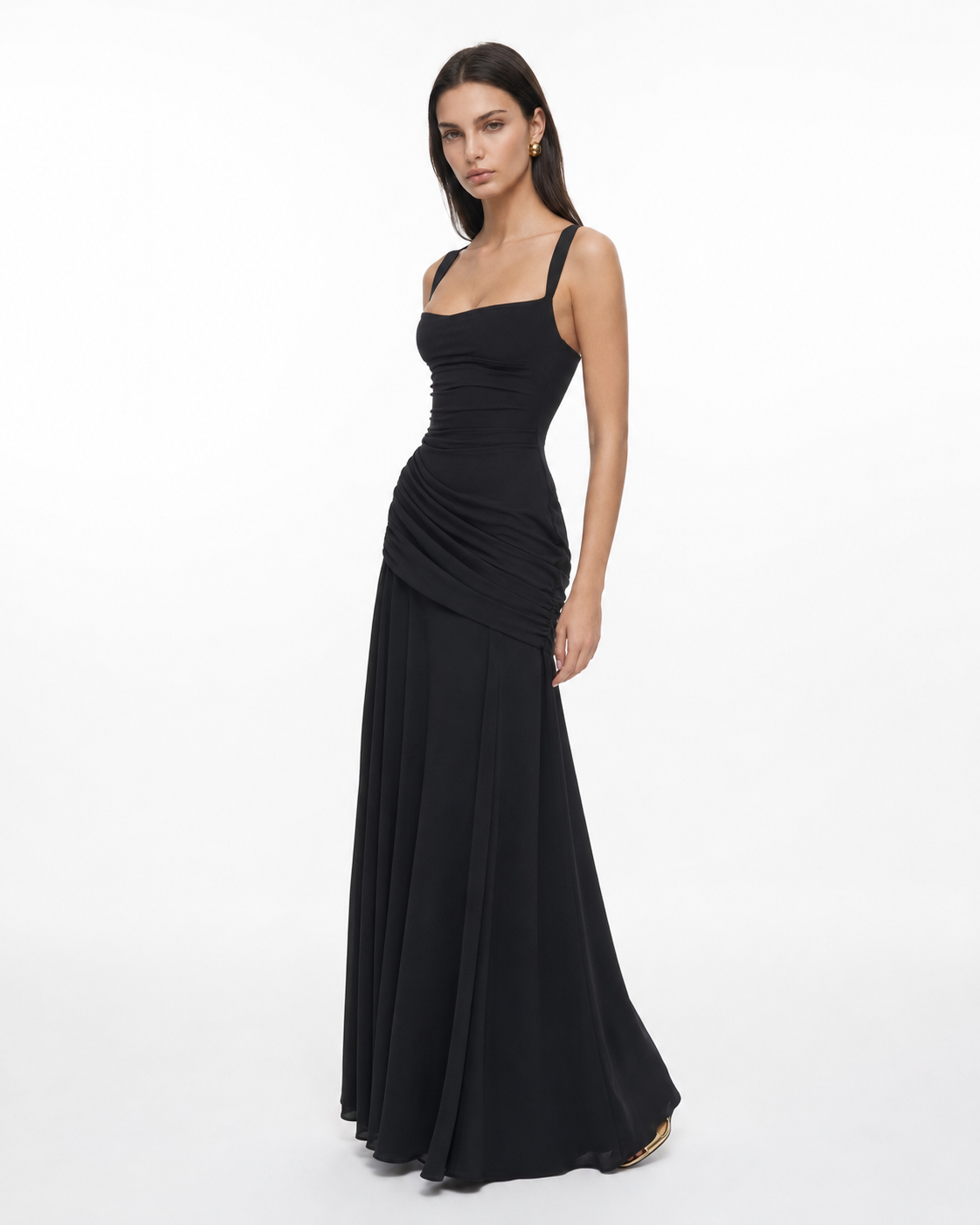 Lenara - Robe maxi drapée avec dos lacé