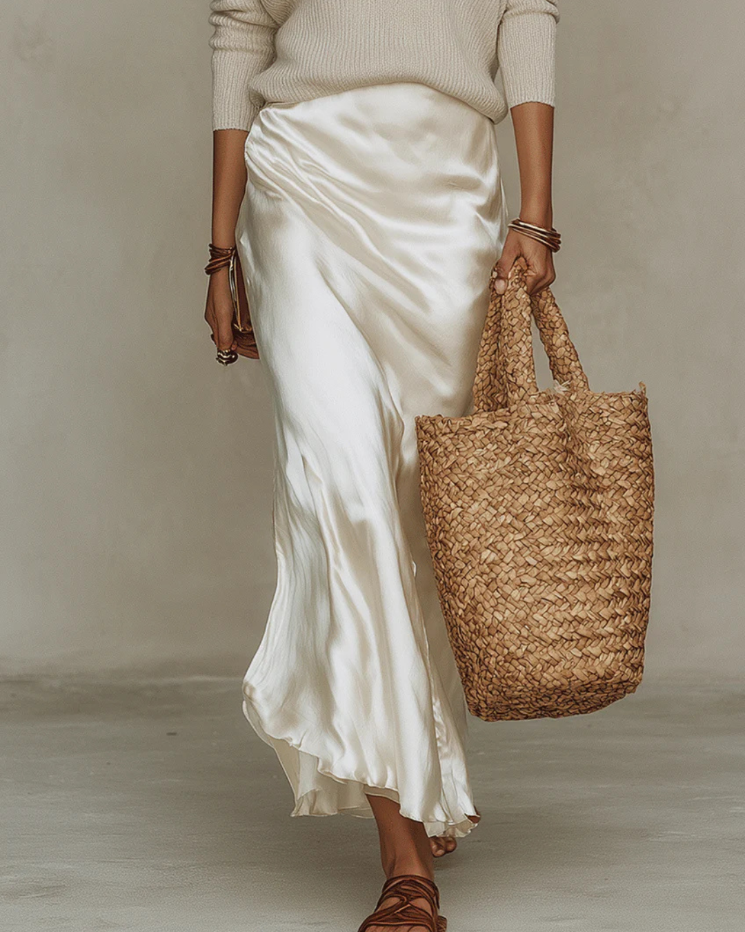 Alessia - Robe midi en satin fluide