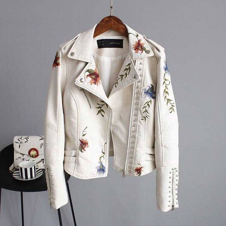 Rachel - Veste brodée en simili cuir