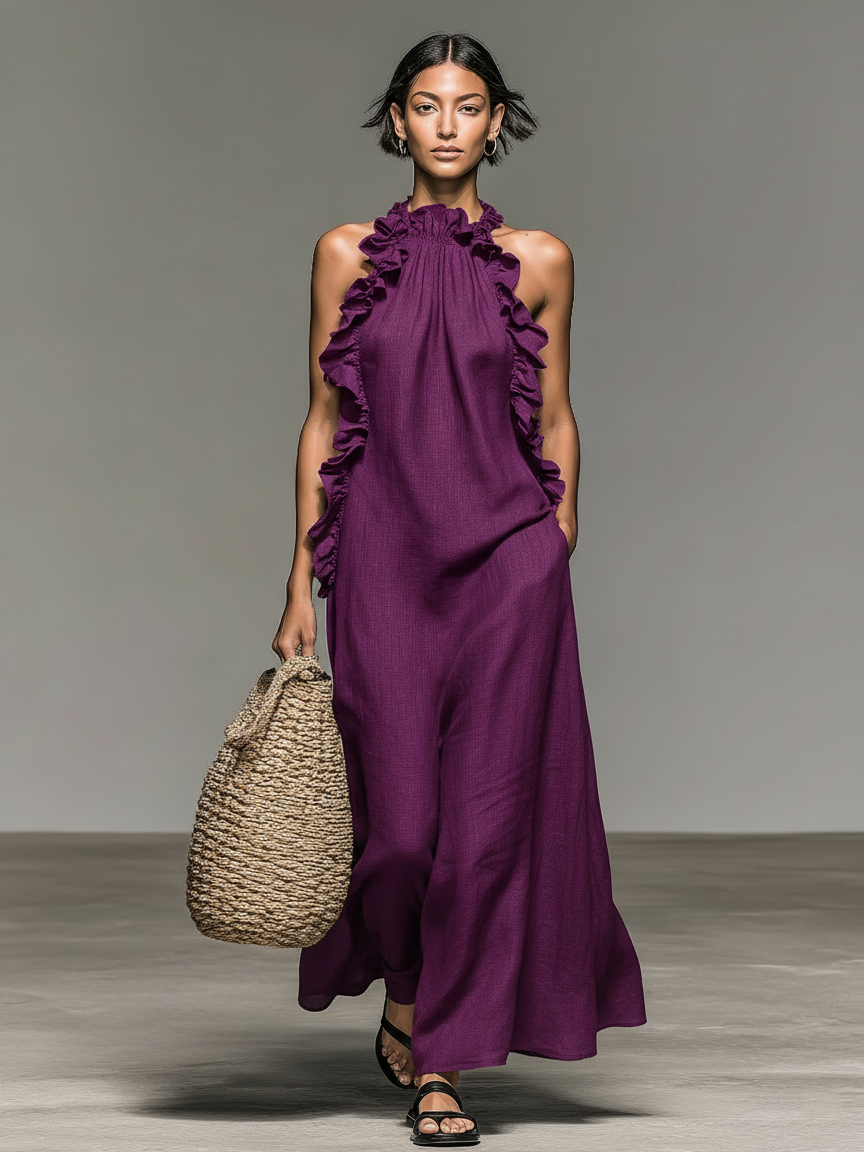Serela - Robe maxi à volants avec poches