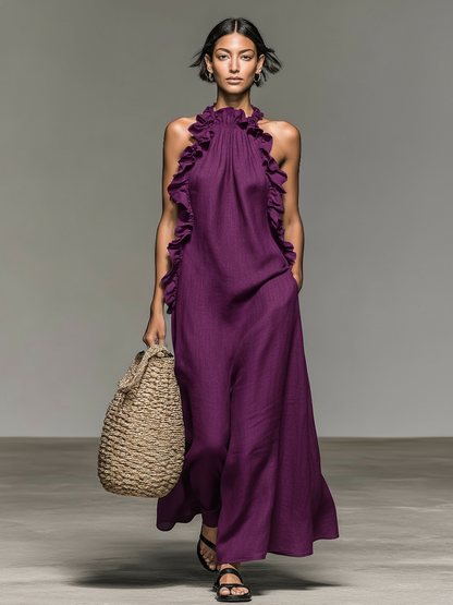 Serela - Robe maxi à volants avec poches