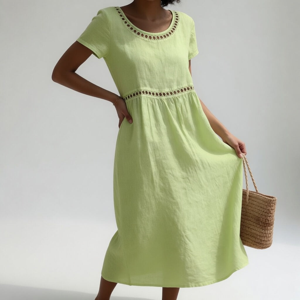 Margery - Robe midi en lin brodée