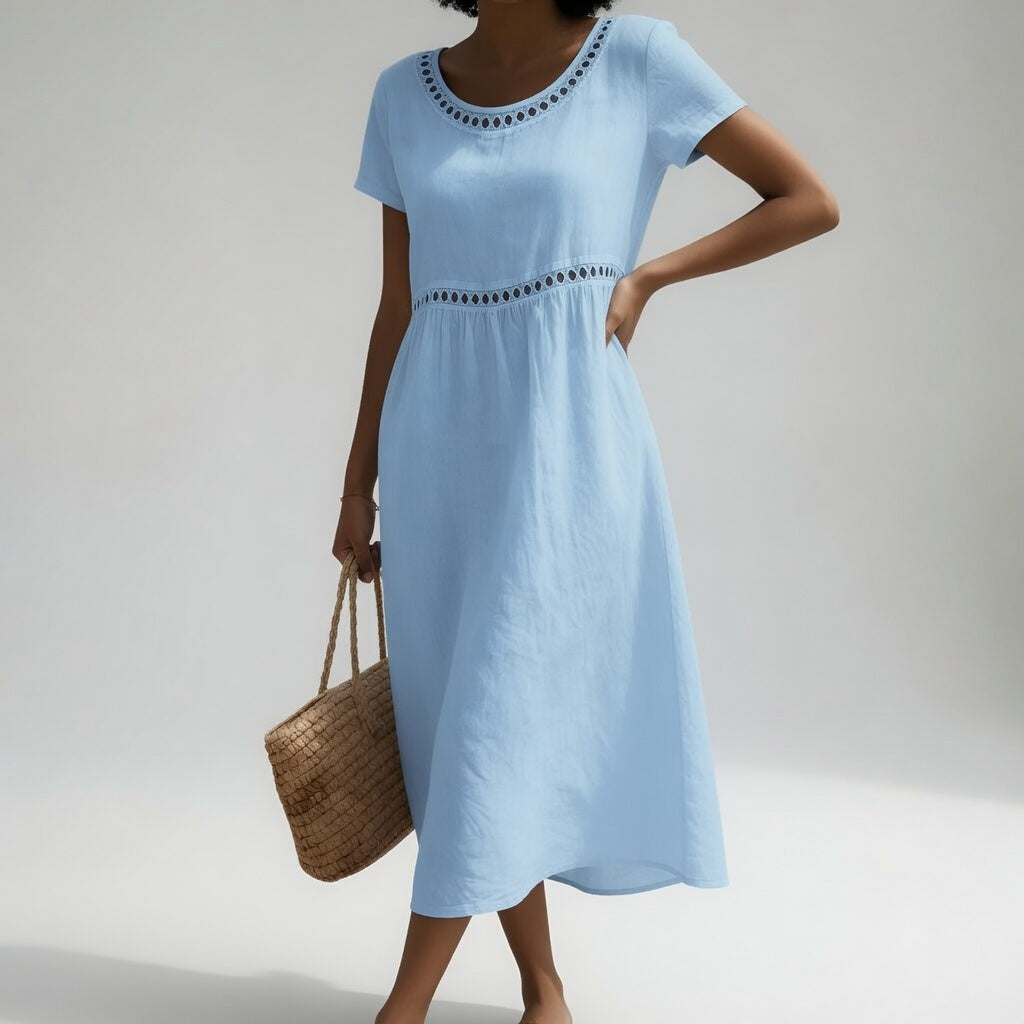 Margery - Robe midi en lin brodée