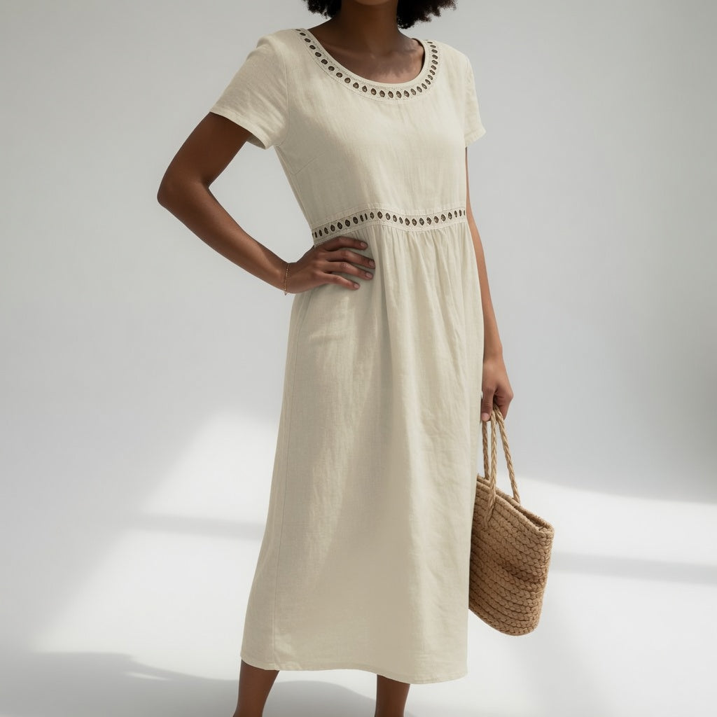 Margery - Robe midi en lin brodée