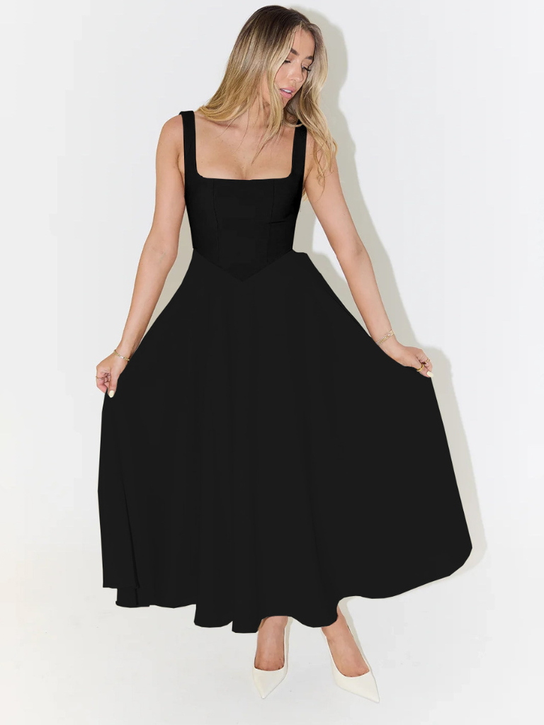 Alta - Robe midi cintrée avec décolleté carré