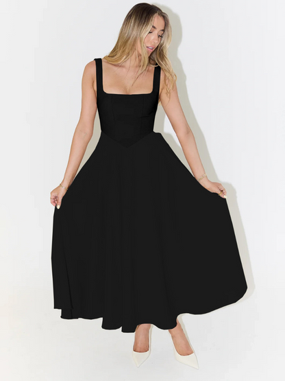 Alta - Robe midi cintrée avec décolleté carré