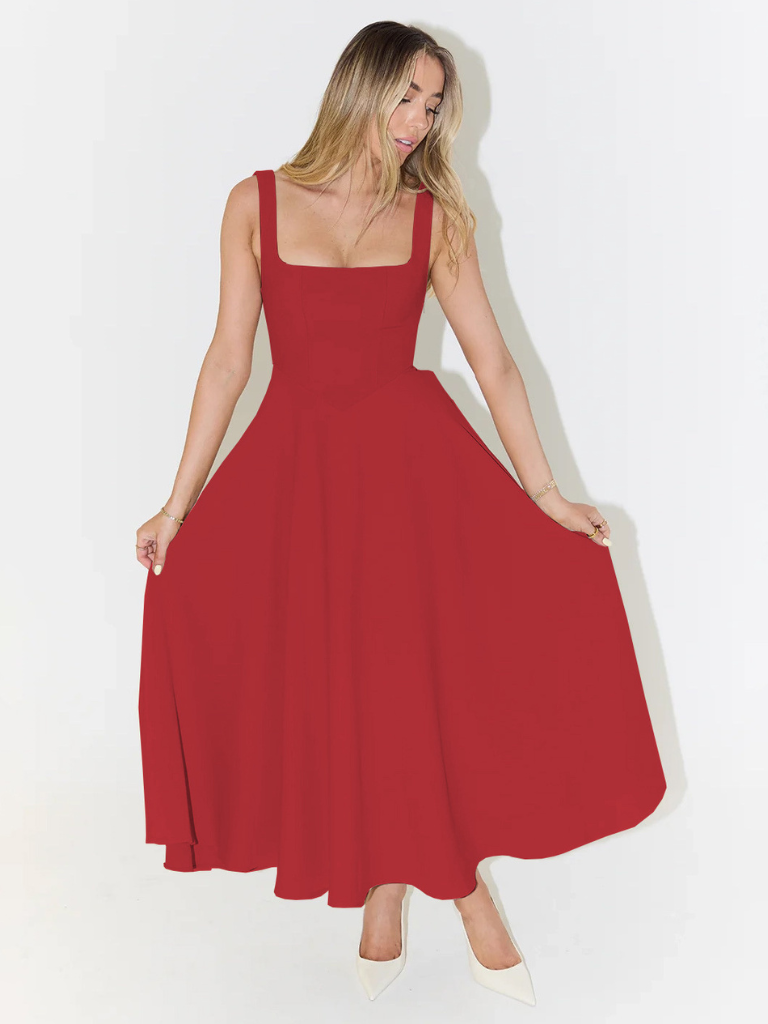 Alta - Robe midi cintrée avec décolleté carré