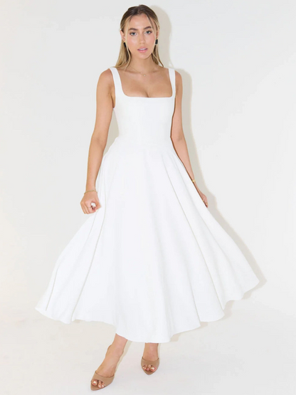 Alta - Robe midi cintrée avec décolleté carré