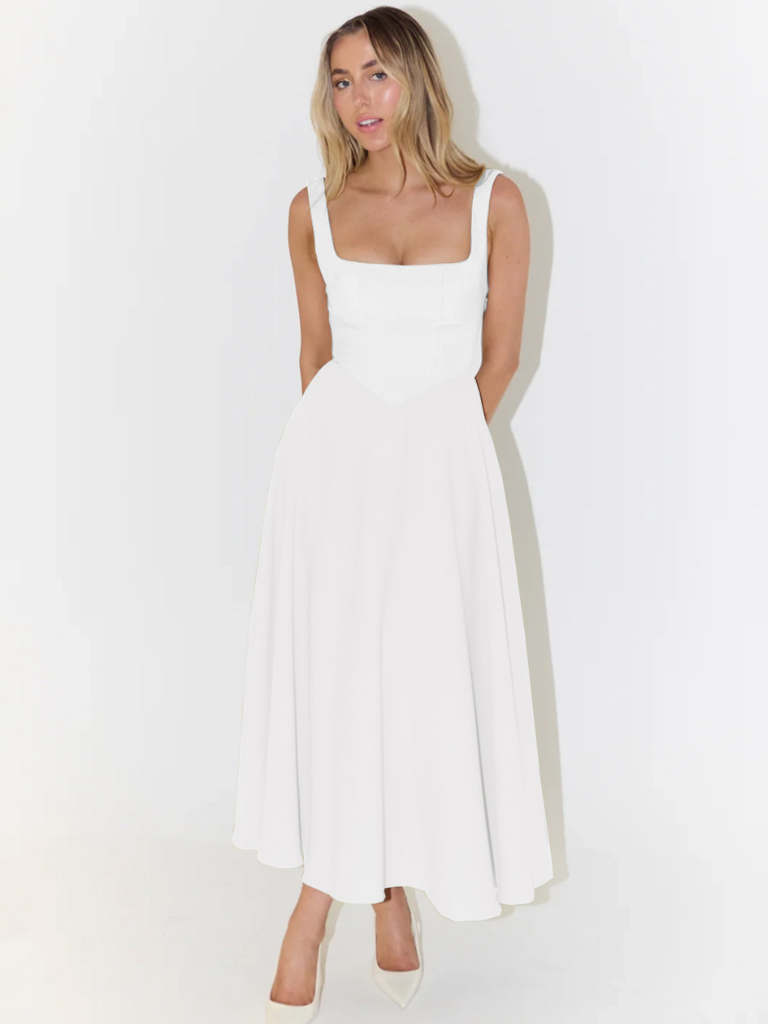 Alta - Robe midi cintrée avec décolleté carré