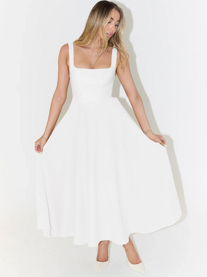 Alta - Robe midi cintrée avec décolleté carré