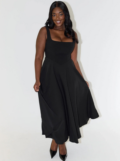Alta - Robe midi cintrée avec décolleté carré