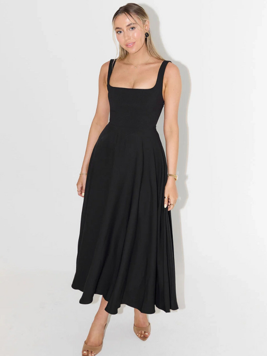 Alta - Robe midi cintrée avec décolleté carré