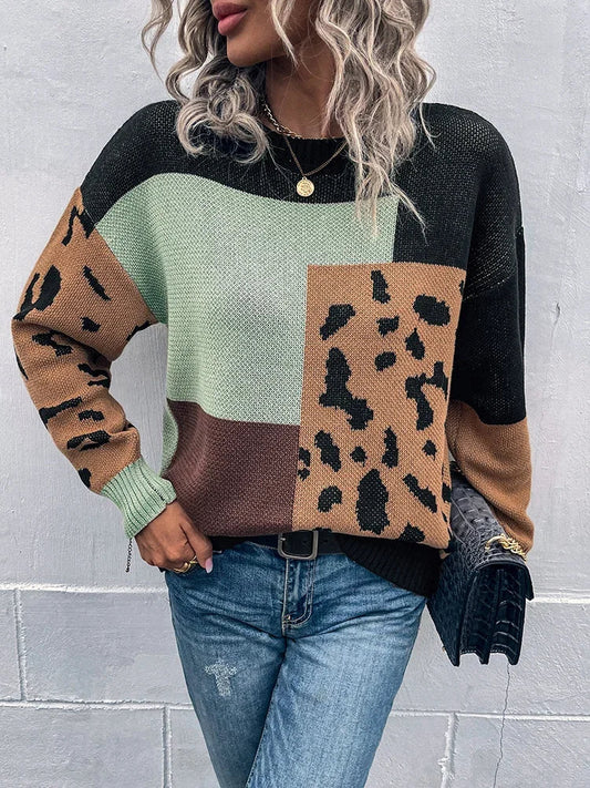 Vilma - Pull en patchwork léopard