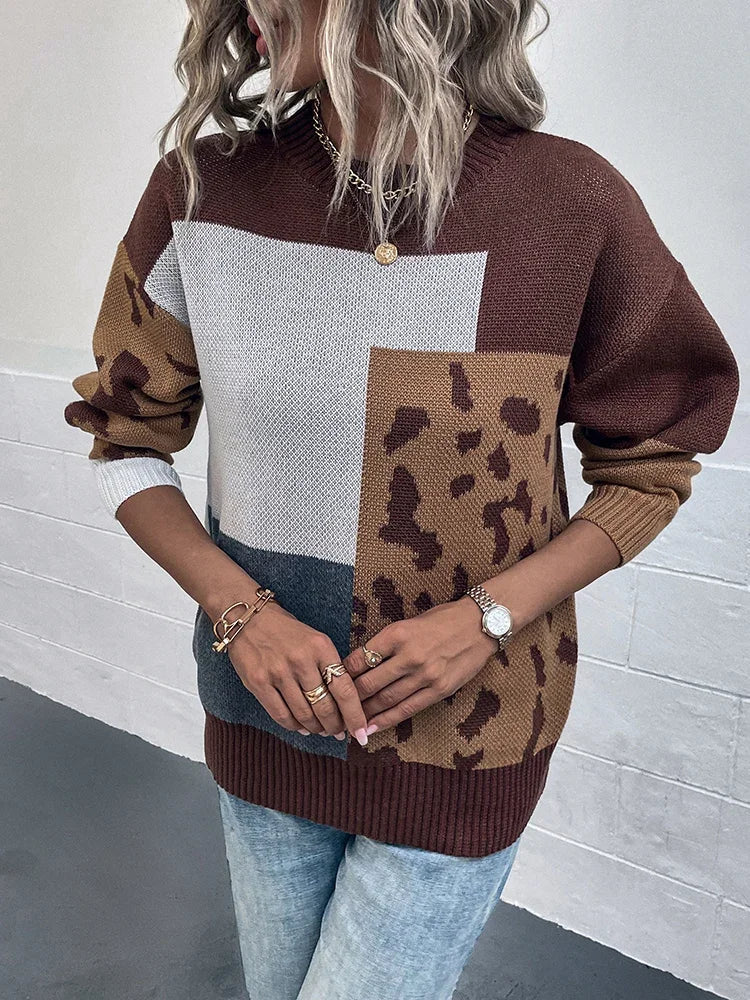 Vilma - Pull en patchwork léopard