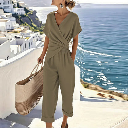 Elaria - Ensemble deux pièces avec pantalon cropped