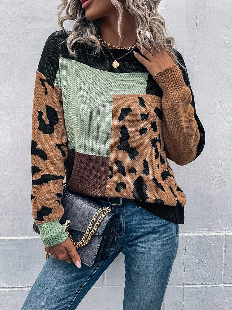 Vilma - Pull en patchwork léopard